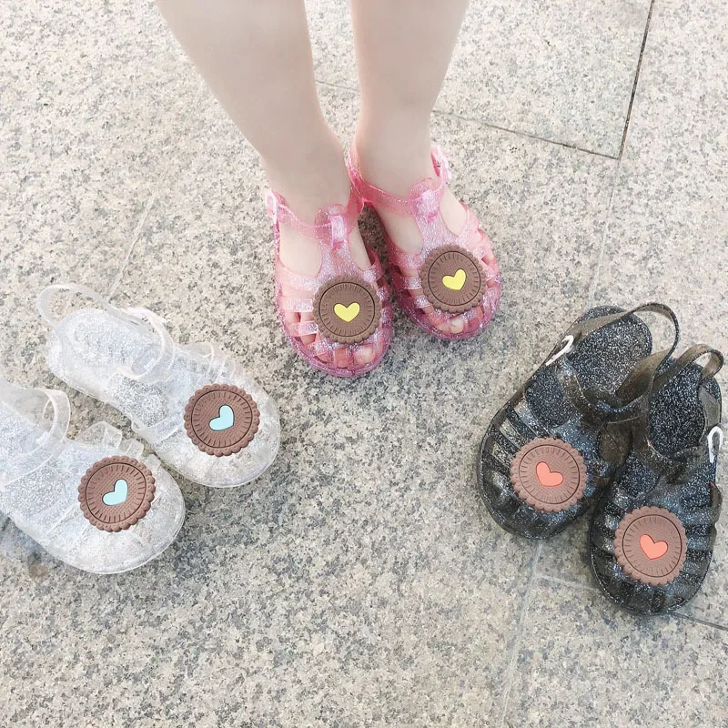 Детские Модные Сандалии С Рисунком Печенья Дышащая Прозрачная Пляжная Обувь Для