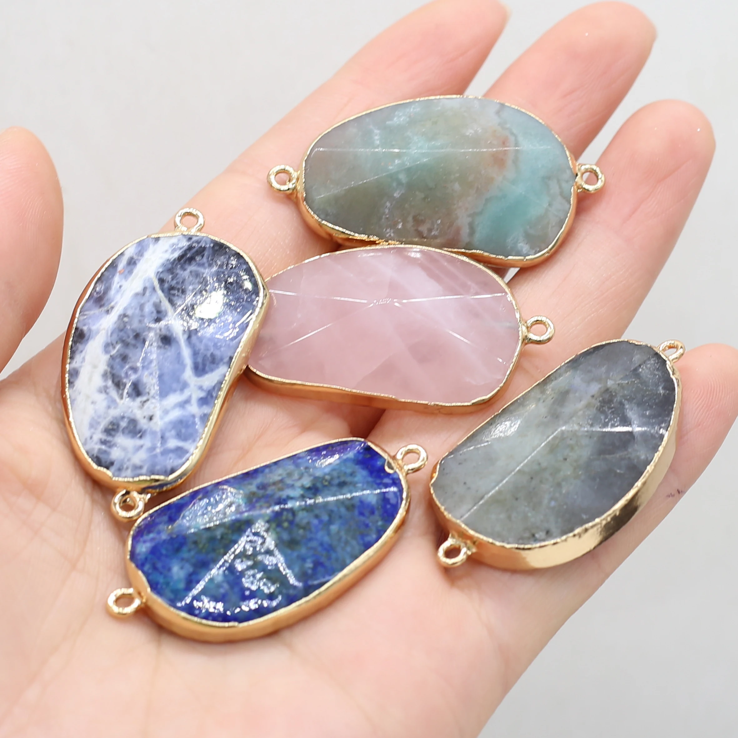 

Unisex Pendants Connector Handmade Natural Stone Quartz Charms for Jewelry Making Supplies Diy Earrings Necklace Gifts