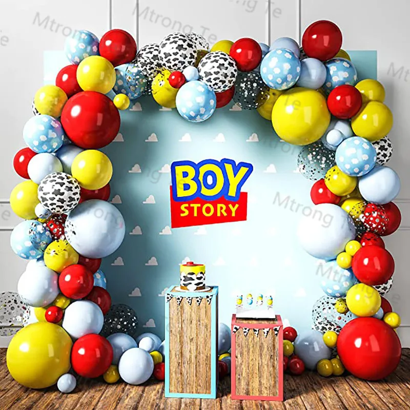 

1Set Toy Story Woody Buzz Lightyear Cartoon Foil Balloons Latex Baby Boy Blue Yellow Air Baloes Birthday Party Decor Kids Toy