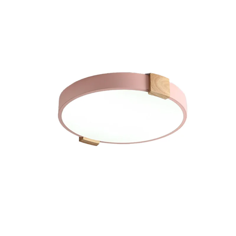 

Creative Round Solid Wood Study Lights Macaron Master Bedroom LED Ceiling Lamp Nordic Ceiling Lamp for Living Room Kids Bedroom