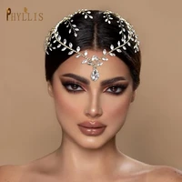 a445 boho frontlet wedding head chain forehead headband chain hair jewelry for women headpiece crystal bridal hair accessories