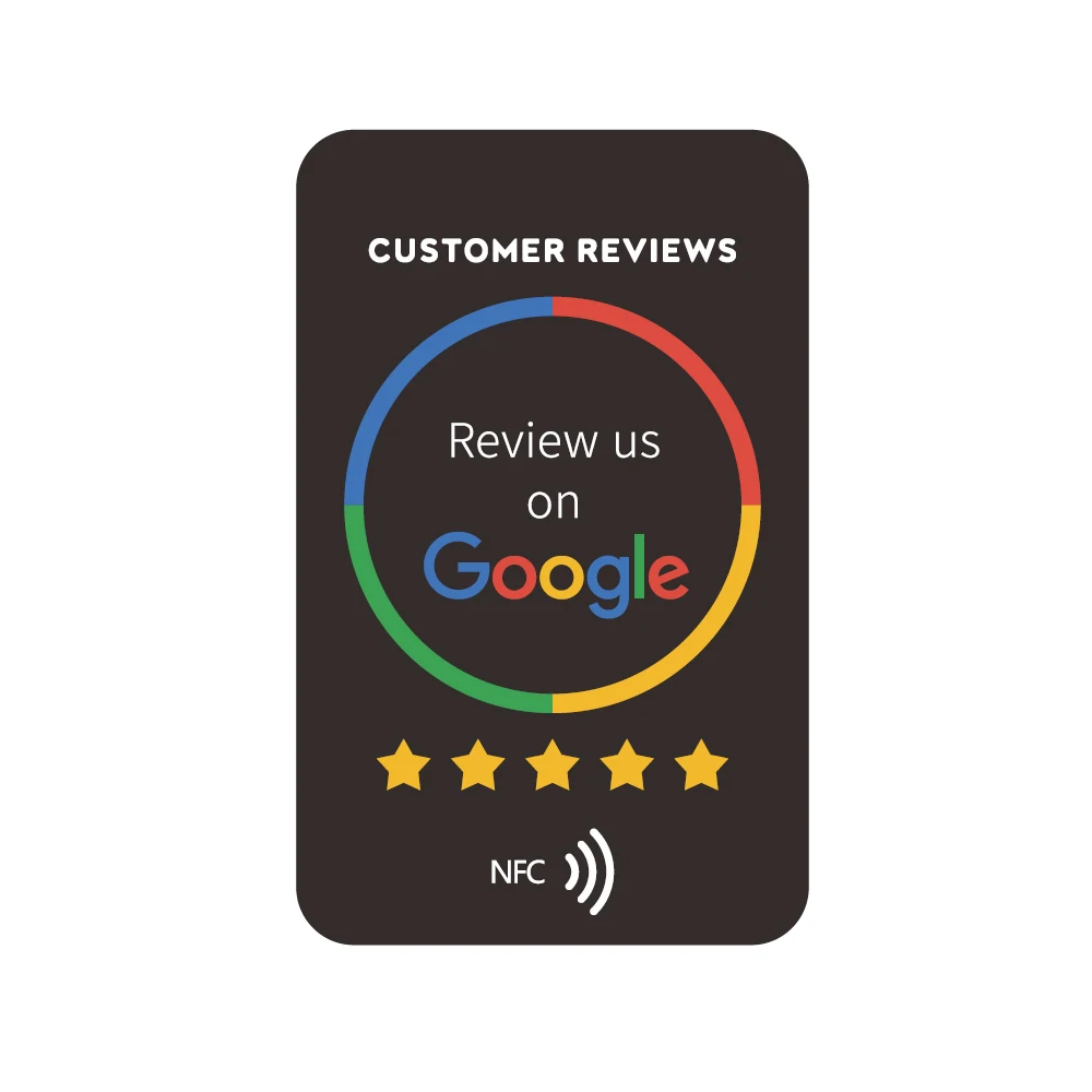 Обзор Google NFC-карты Увеличьте количество отзывов Материал ПВХ Стандартный размер карты Нажмите Google, чтобы просмотреть карты