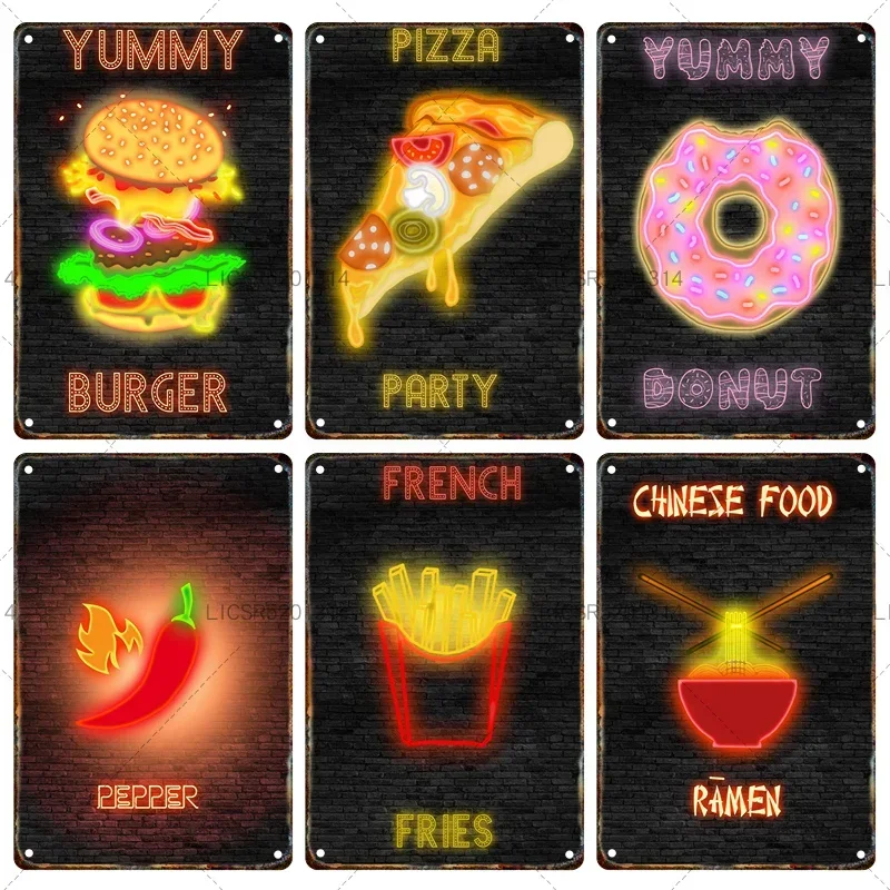 Новый Jindian Гамбургер Пицца Металлическая Вывеска Оловянная Картина Еда Плакат