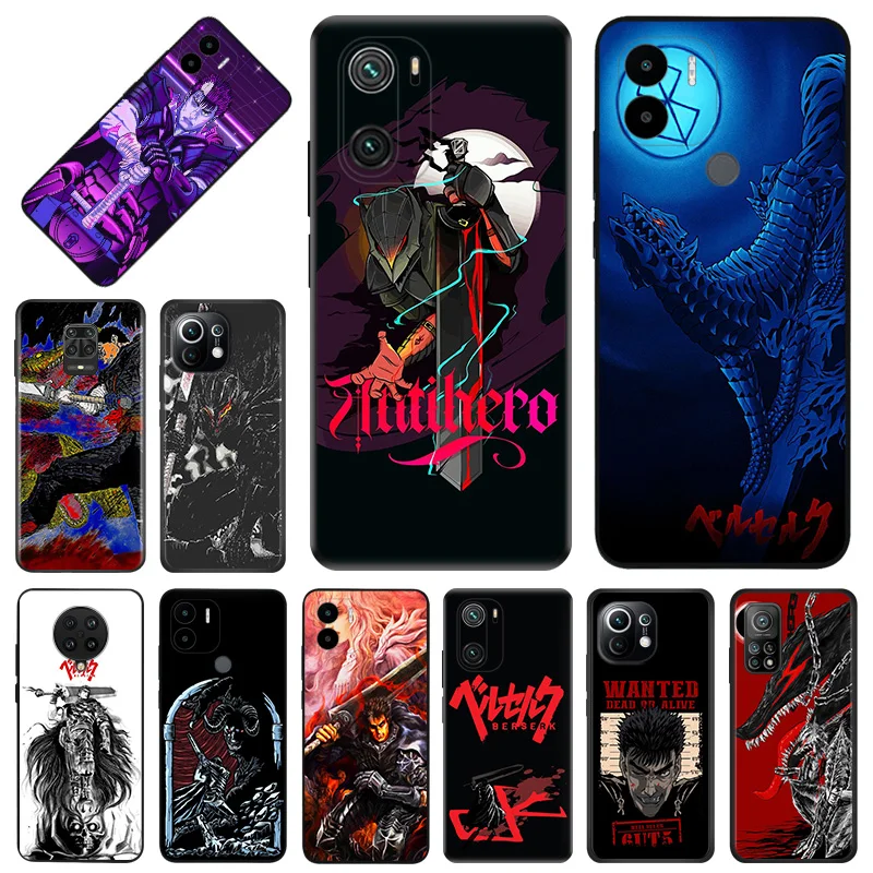 

Черный противоударный чехол Berserk с рисунком аниме для Xiaomi Mi 11 10 Note10 A2 10T 8 Lite 5G 11T 11i 9T CC9 Pro 9 9se, мягкий чехол