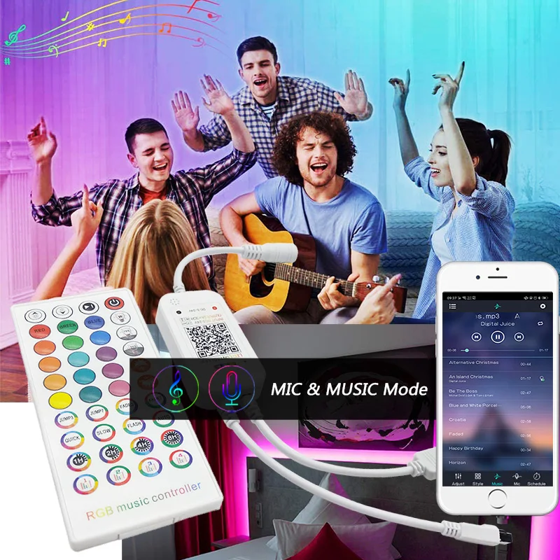 Светодиодная лента 5050 водонепроницаемая Rgb подсветка телевизора музыка Bluetooth