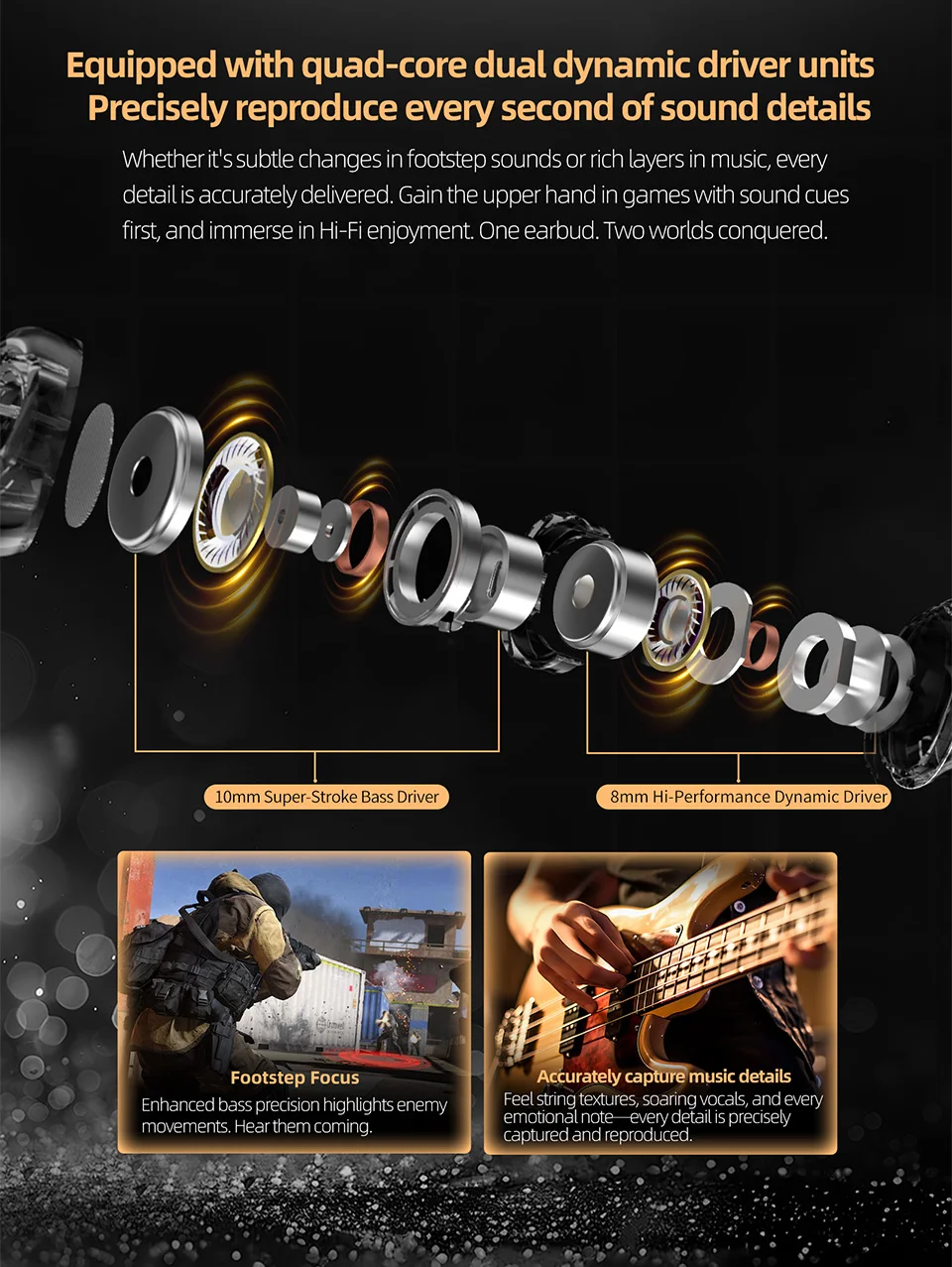 Фото KZ Duet Dual Dynamic Driver HiFi наушники четырехъядерный бас стереозвук проводные наушники для музыкальных игр №5