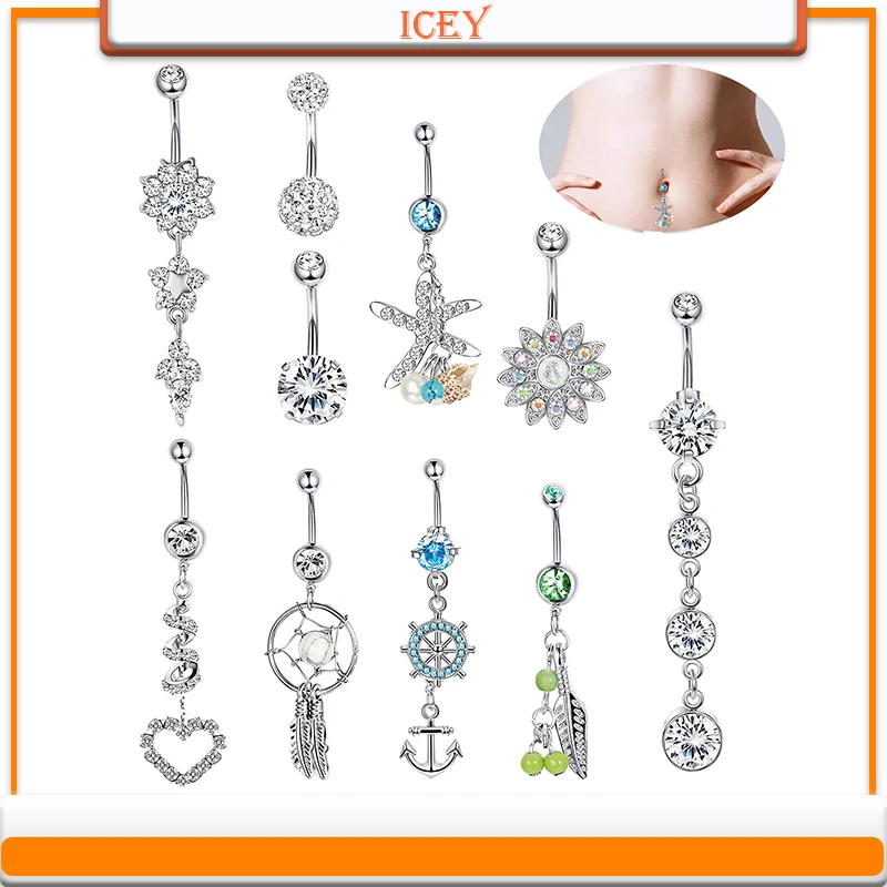 

10pcs Love Belly Button Ring Set Opal Belly Button Ring Leaves Belly Button Piercing Jewelry belly ring navel stud navel bar