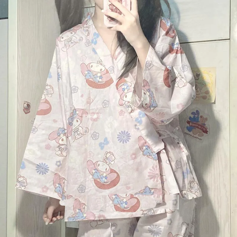 

2022 Sanrioes Anime My Melody Loose Home Autumn Long Sleeve Cartoon Girl Home Clothes Birthday Gifts Xxl Large Size Nightwear