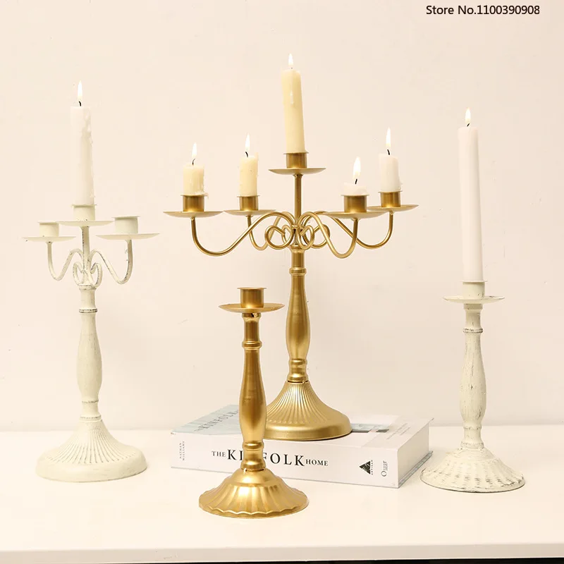 

American 1/3/5-arms Candle Holder New Home Iron Candlestick Wedding Home Decoration Candelabra Desktop Ornament Suporte De Vela