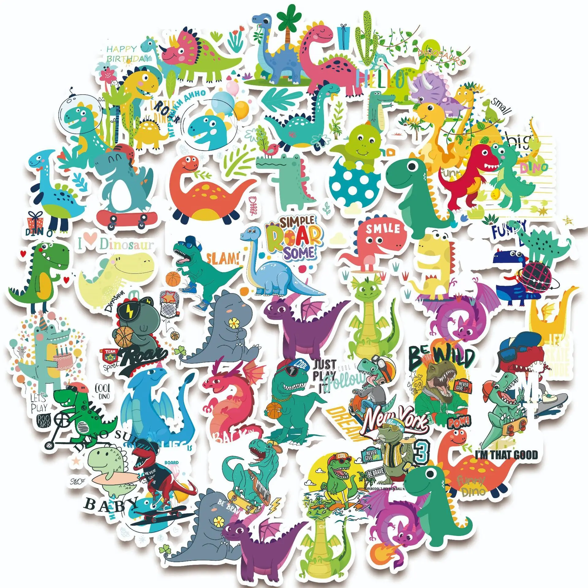 Лидер продаж наклейки в виде динозавра на тему граффити Мультяшные креативные