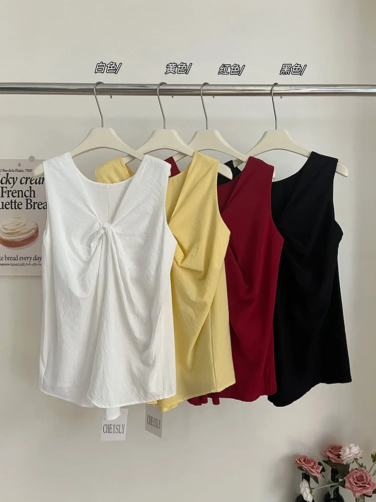 Майка женская плиссированная без рукавов пикантный облегающий Топ Gyaru