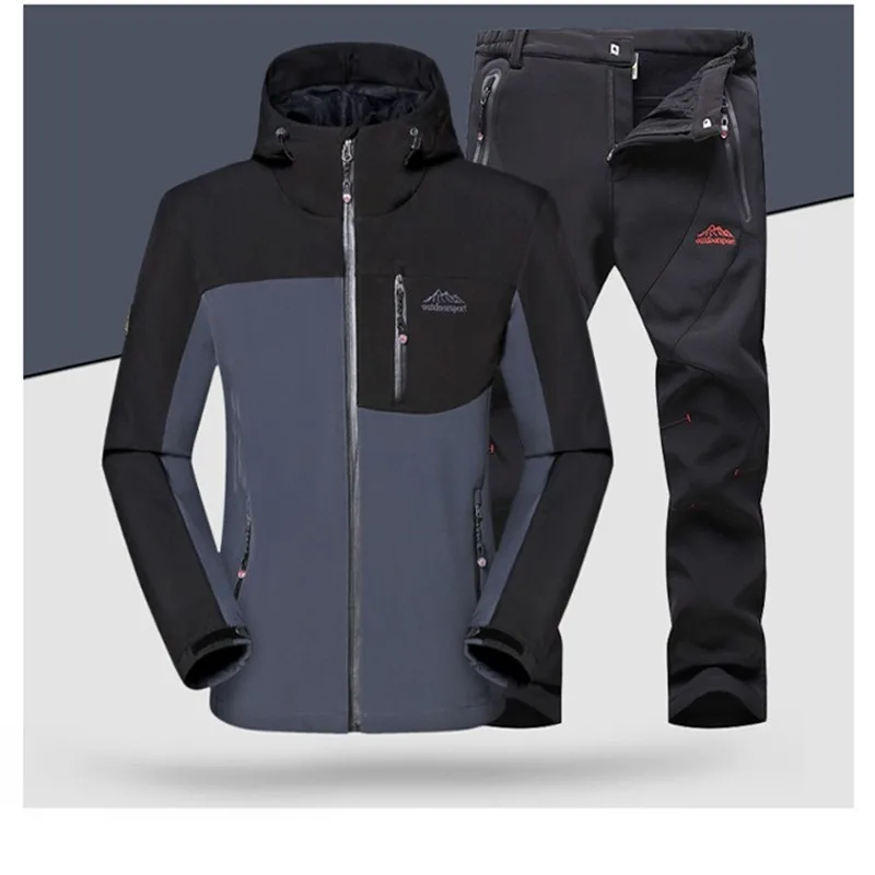 

Men's Softshell Jacket Pants Camping Hiking Jackets Suit Autumn Waterproof Outdoor Sportswear Man Windbreaker Winter Fleece Coat