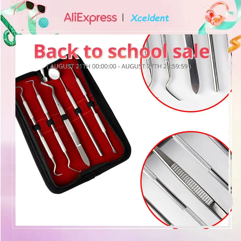 

5pcs/Lot Stainless Dental Oral Cavity Checker Tool Set Kit Teeth Clean Hygiene