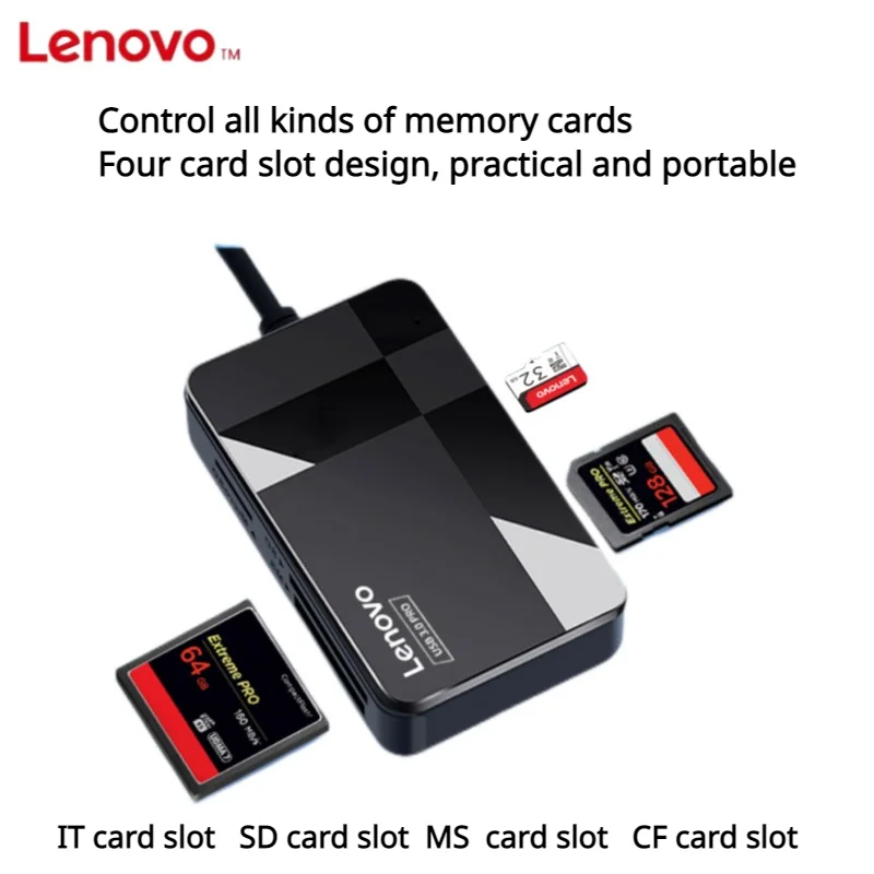 

Lenovo multi-function high-speed four-in-one card reader cf card sd/tf/ccd camera ms memory card recorder usb3.0 converter