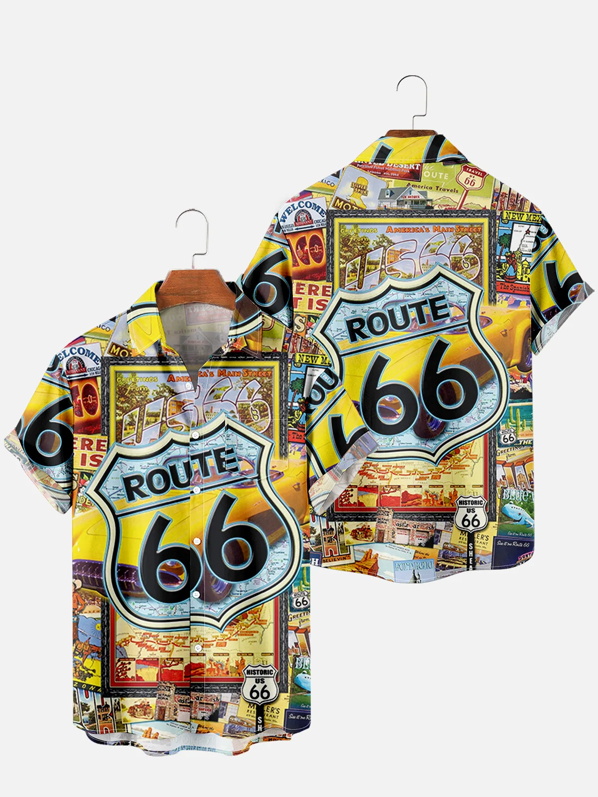 

2022 spring and summer new men's casual plaid shirt Harajuku short-sleeved chest pocket design fashion printing buttons 103