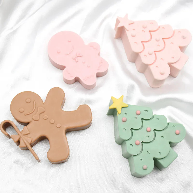 

Christmas Tree Gingerbread Man Aromatherapy Gypsum Candle Diffuser Stone Candle Baking Tools Silicone Mold Chocolate Mousse