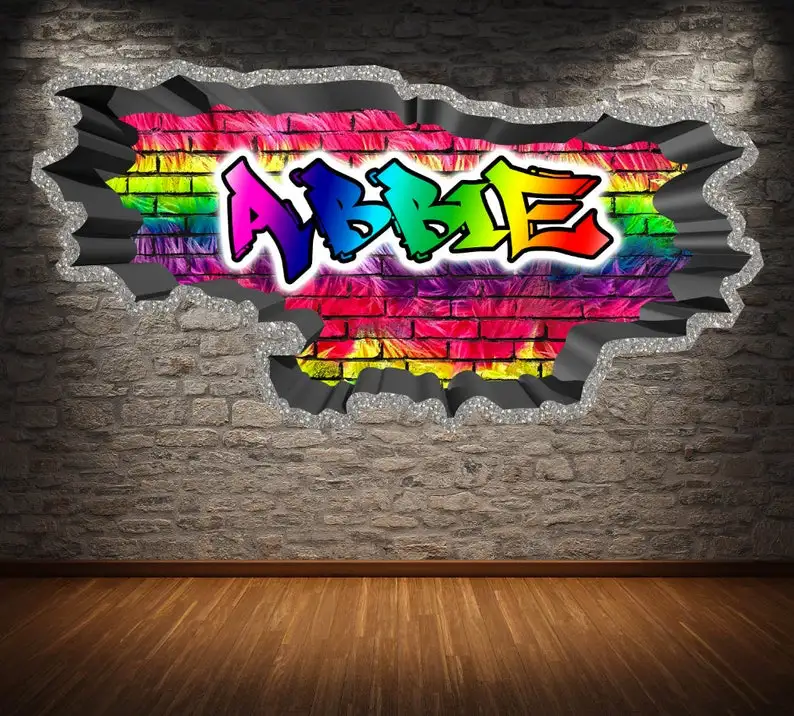 

GRAFFITI ART MURAL, My Sticky Wall Decal, 3d Colors Stickers, Wall Decals Sticker, Gift For Friend, Room Wall Decal, Vinyl Wall