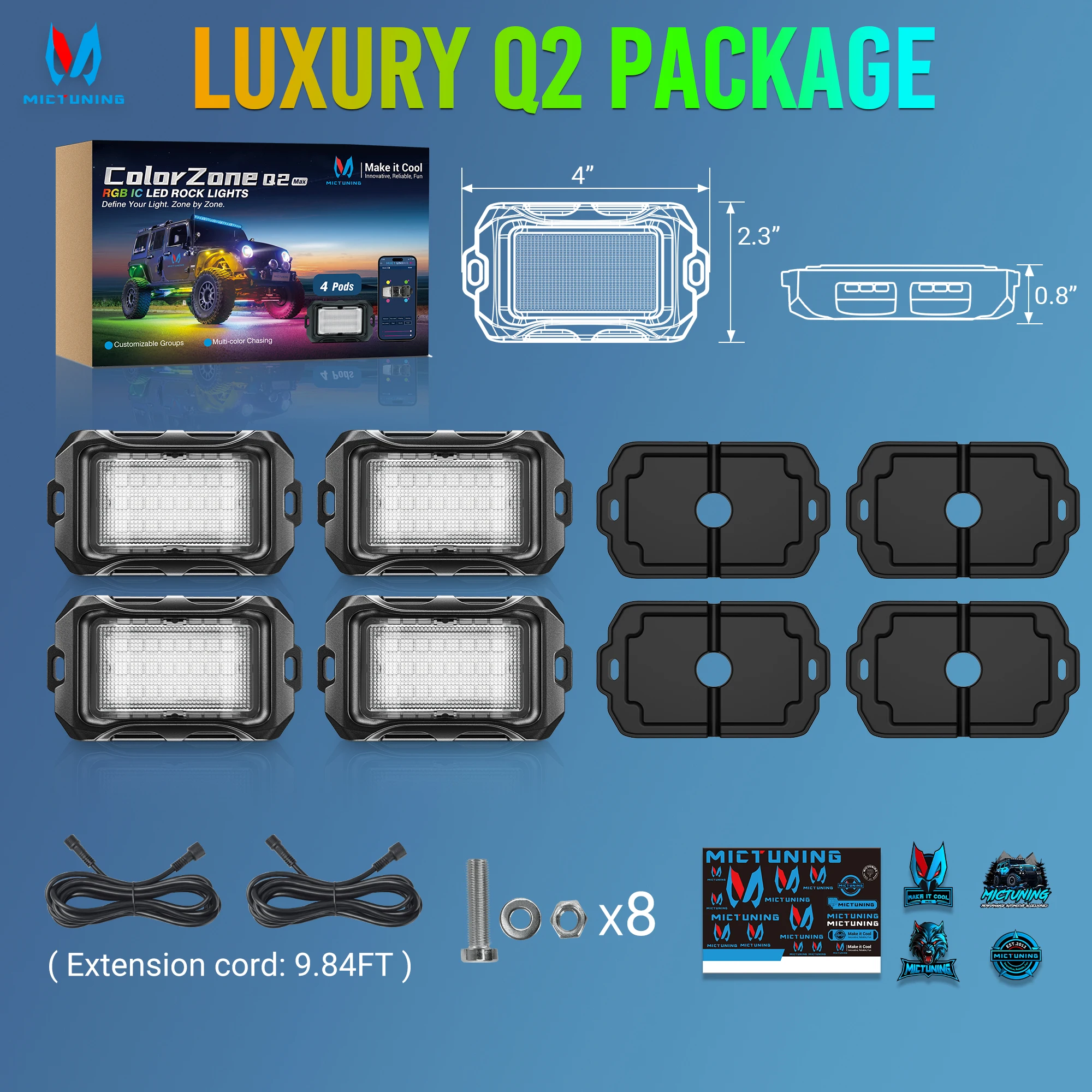 Фото Новейшие светодиодные RGB+IC светильники Q2 MAX, 4 модуля, многоцветные, с эффектом DIY, неоновый комплект для подсветки днища, управление через приложение (блок управления не входит в комплект) №3