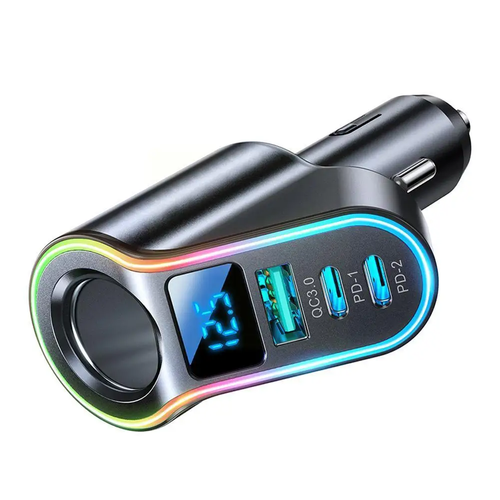 

150W 4 In 1 Car Charger USB Cigarette Lighter Adapter With LCD Display QC3.0 Fast Charging Phone Charger For IPhone T8C1