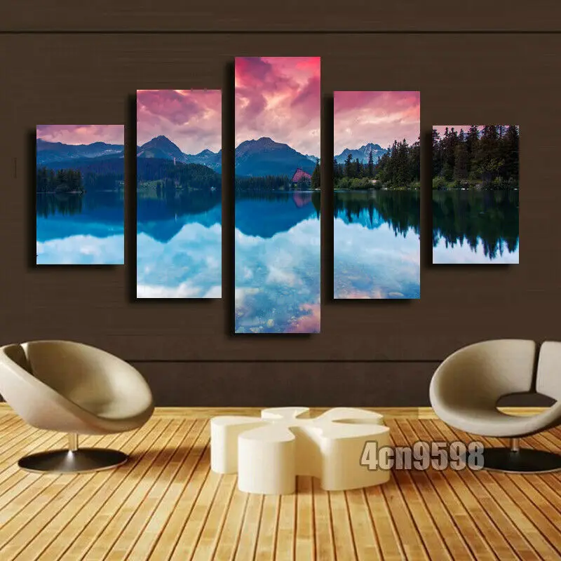 

5 шт., настенный постер и печать на холсте для гостиной, озера, без рамки, 5 панелей, домашний декор, 5 шт., декор для комнаты