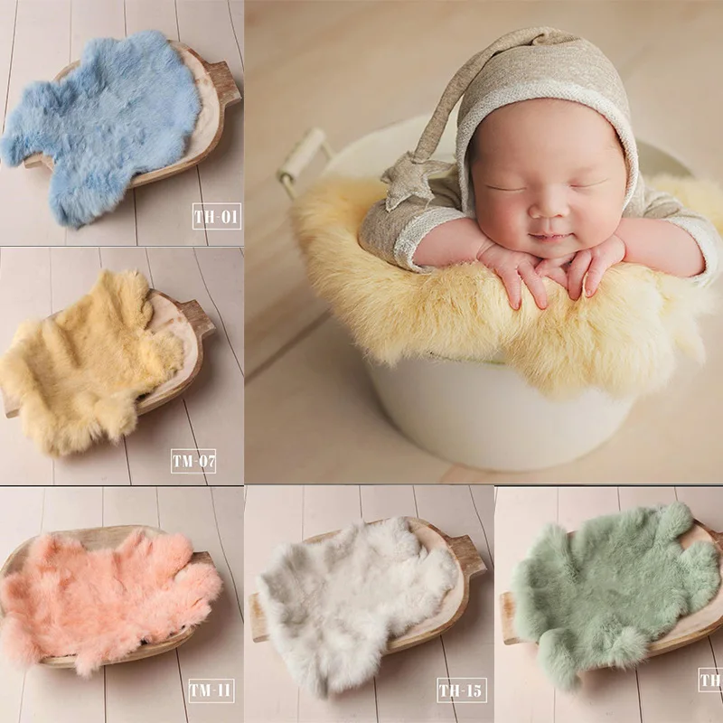 

Rabbit Fur For Newborn Photography Props Blankets Baby Photo Shoot Accessories Blanket Photoshoot Memories Backdrop Flokati