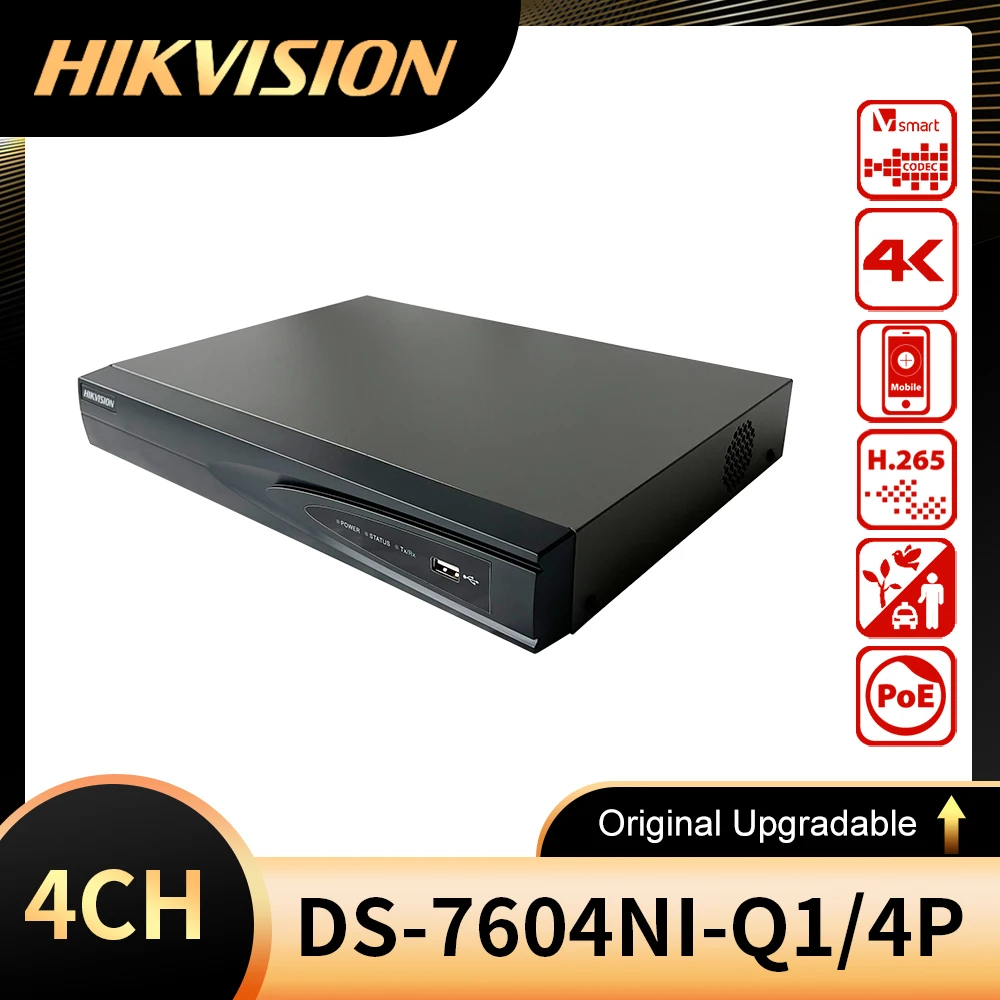 Hikvision DS-7608NI-Q1/8P 8CH NVR 4CH 4K 8MP PoE DS-7604NI-Q1/4P для IP-камеры системы видеонаблюдения, обновленная Plug & Play Onvif