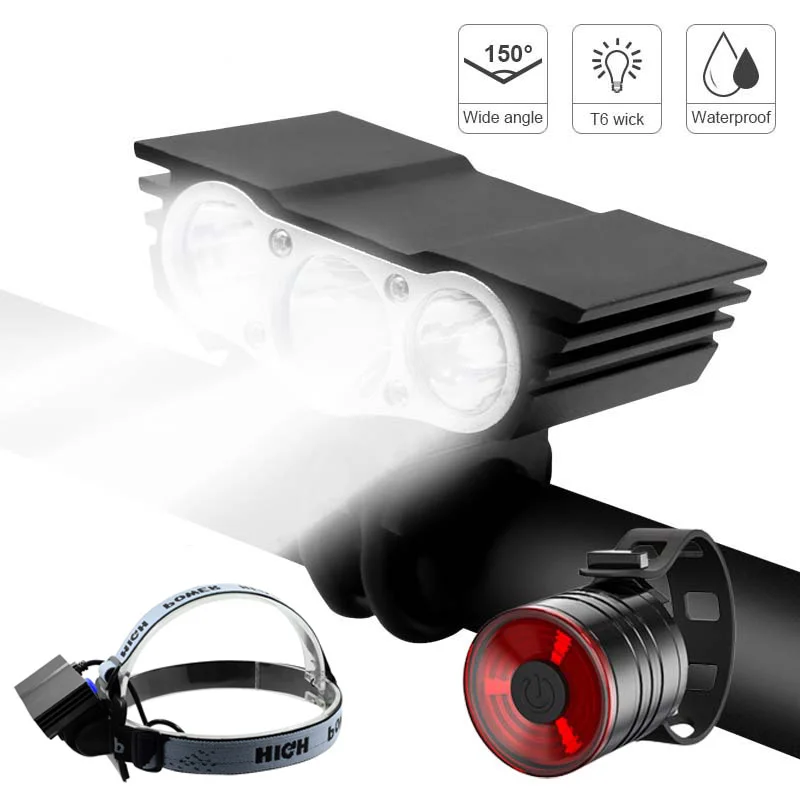 

Светильник фонарь XM-L 3 * T6 LED 5000LM, водонепроницаемый велосипедный передний фонарь, Велосипедный свет s, ночная лампа, велосипедные аксессуары,...