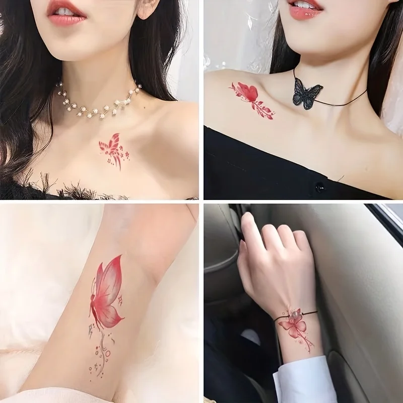30 шт./упак. татуировка-бабочка для женщин и девочек шея тело ноги щиколотки