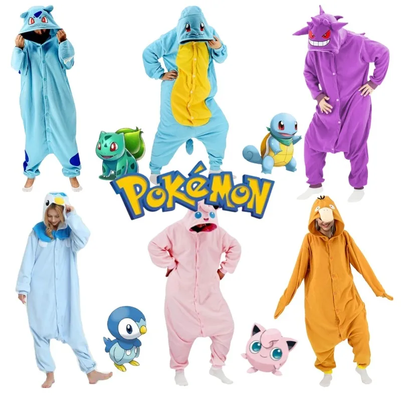 

Genuine Figure Pokemon Onesie Pikachu Squirtle Cosplay Costume Pajamas Kigurumi Full Body Pijama Sleepwear Toys Children Gifts