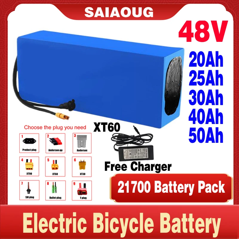 

48V 20Ah 30Ah 40Ah 50Ah 25Ah Ebike Electric Bike Accu Akku Powerful Bafang 500w 1000w 1500w 2000w 21700 Lithium Battery Pack