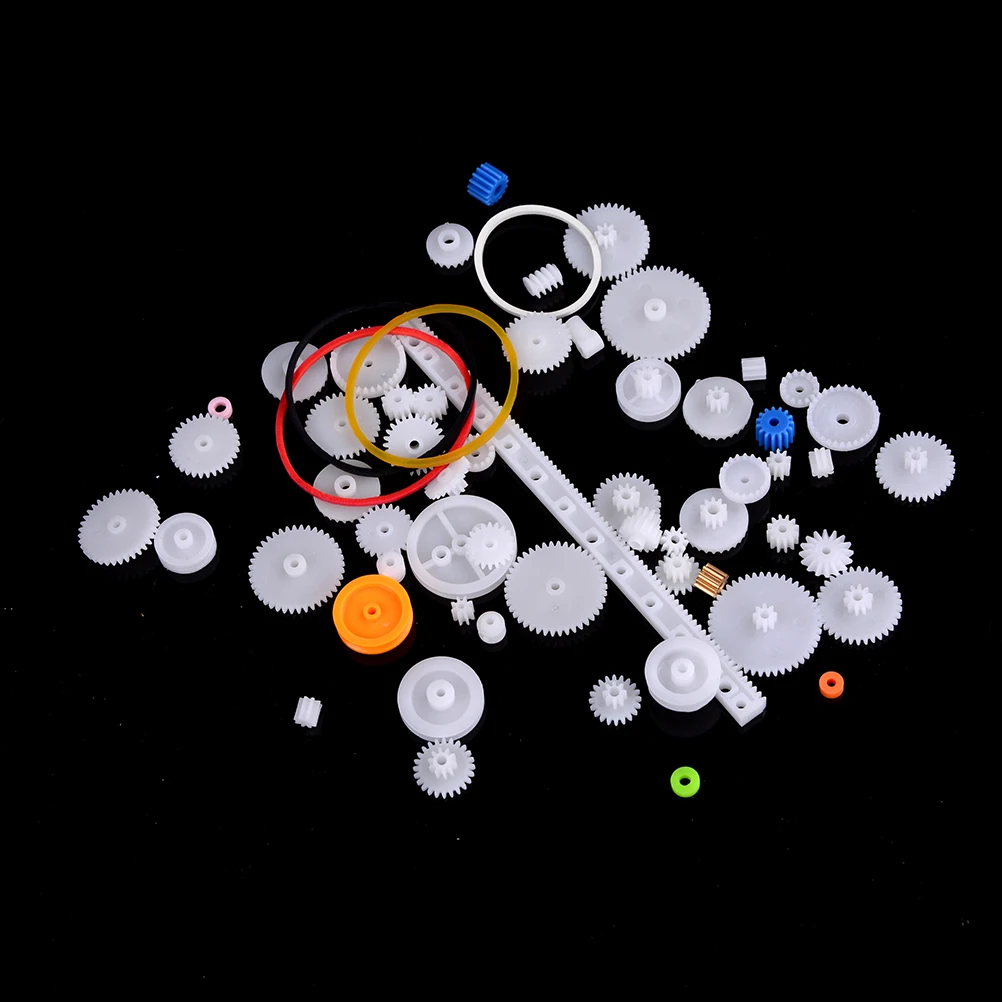 

60Pcs Assorted Kit Plastic Gear Set DIY Rack Pulley Belt Worm Single Double Gears For Robot Motor DIY Tool
