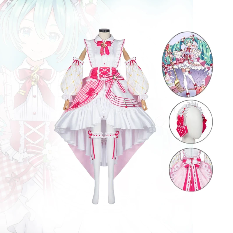 

Cos Miku 15th Anniversary Cosplay Costumes Full Suit Cute Strawberry Lolita Anime Costume Anniversary Figure Cosplay Princess