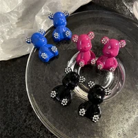 new fashion simple cute colorful alloy metal animal bear dangle earrings for girls women children birthday gift lovely jewelry