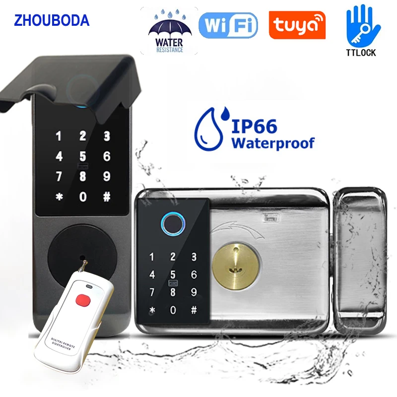 

Умный дверной замок, водонепроницаемые садовые и уличные ворота, двойной Блокировка по отпечатку пальца, работает с приложением Tuya или TTLock, ...