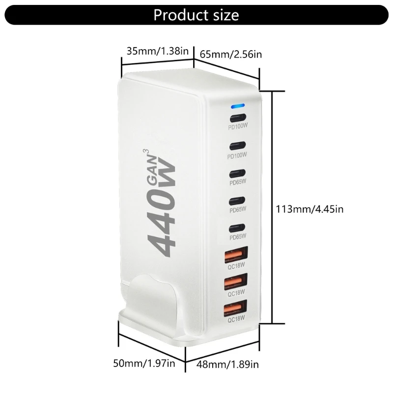Универсальное зарядное устройство USB C мощностью 440 Вт. Высокоэффективное для