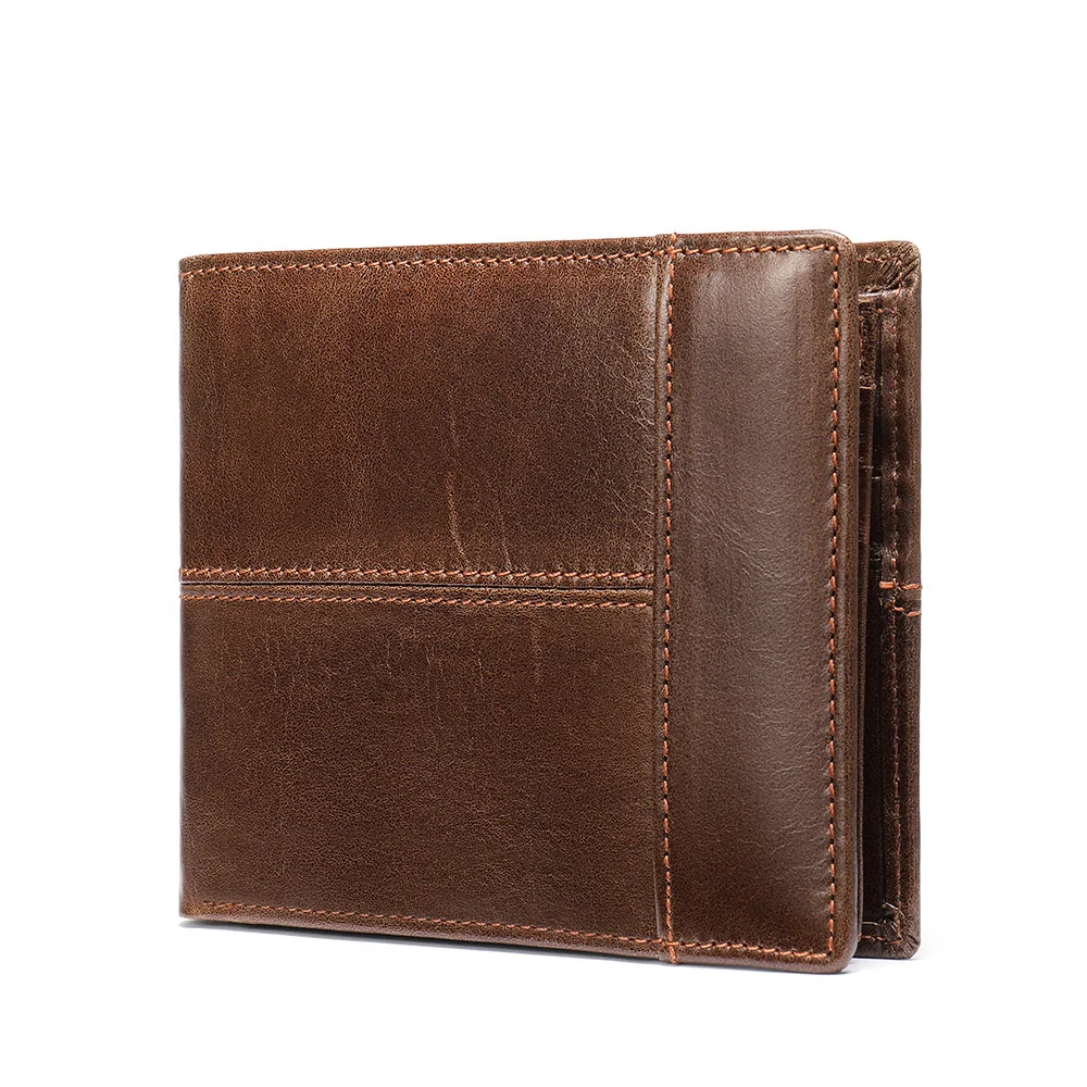 

Classic RFID Anti Theft Men's Wallets Vintage Wallet Short Fold Genuine Leather Business Card Holder Purse Wallet Man
