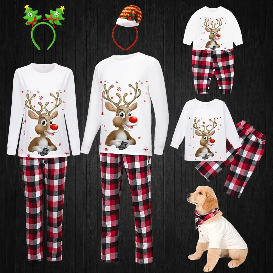 Winter 2022 Cotton Family Matching Christmas Pajamas New Year Mother Daughter Clothing Set Mom Daddy Baby Girl Boy Family Look