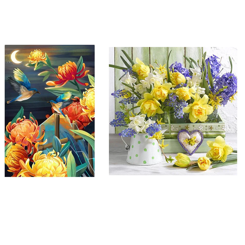 

Наборы для вышивки «сделай сам» с цветочным принтом, вышивка крестом 11CT, хлопковая нить, ручная работа, штампованная вышивка, подвесное укра...