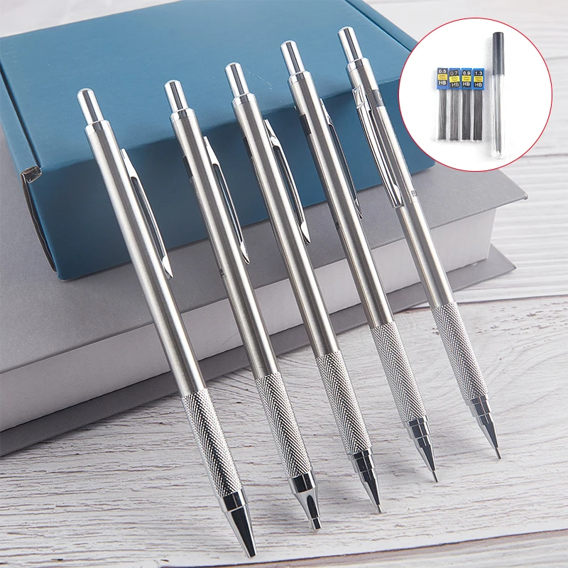 

High Quality Metal Mechanical Pencil 0.5/0.7/0.9/1.3/2.0mm Drawing Automatic Pencil With Lead For School Supplies