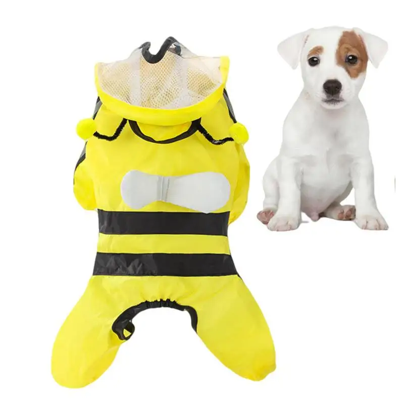 

Pet Raincoat Bee Shape Rain Coat Waterproof For Dogs Cartoon Rain Jacket With Hood And Reflective Strips Machine Washable For