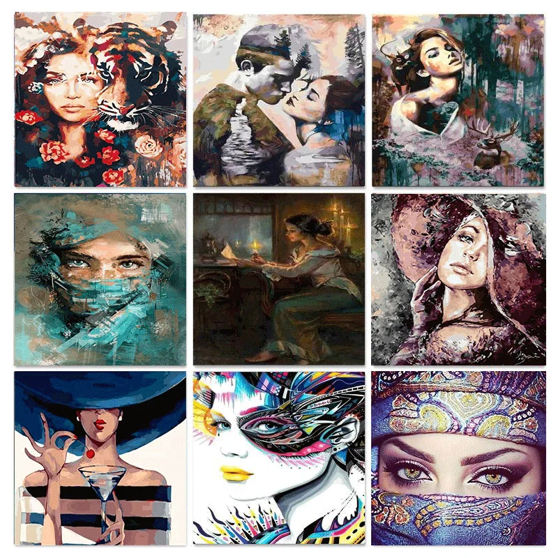 

GATYZTORY Painting By Number Painting By Numbers Paint figure Women DIY Canvas Picture Hand Painted Home Decoration