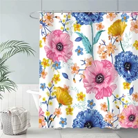 farmhouse flower shower curtains 3d printing green tropical leaf bird rose floral plant scenery bathroom curtain set with hooks