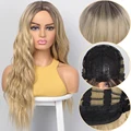 KooKaStyle Synthetic Wigs Ombre Blonde Long Wavy Wigs for Black Women Red Grey Cosplay Wigs for Women Heat Resistant Hair