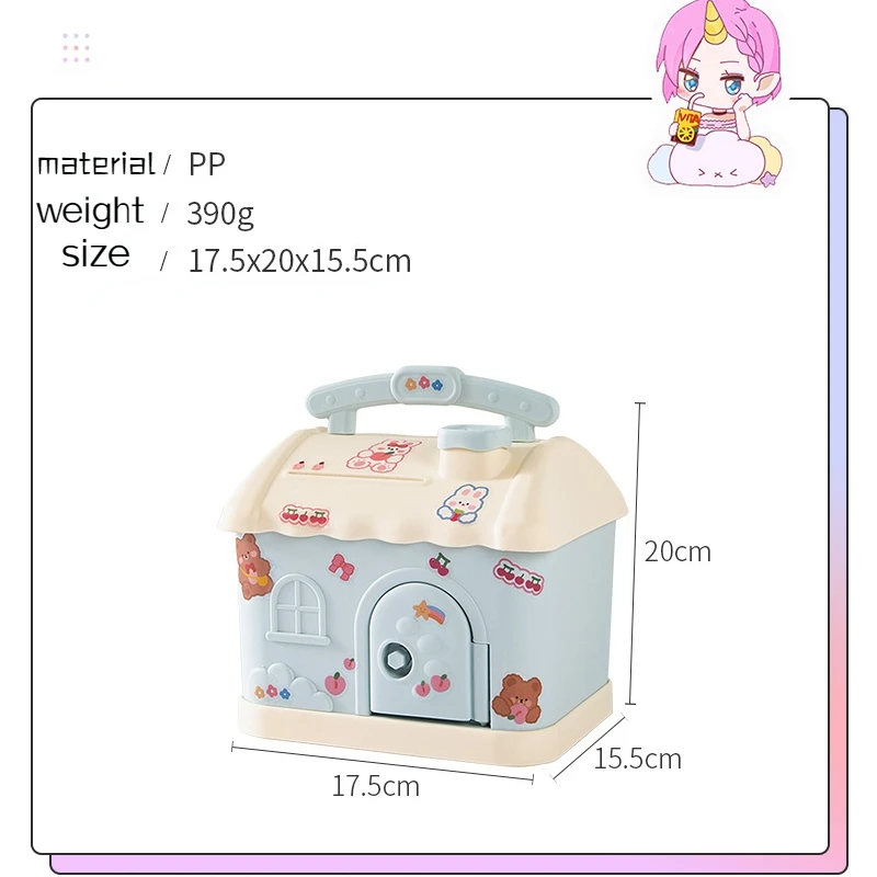 Милая копилка коробочки для денег детская японская квадратная с замком и ключом