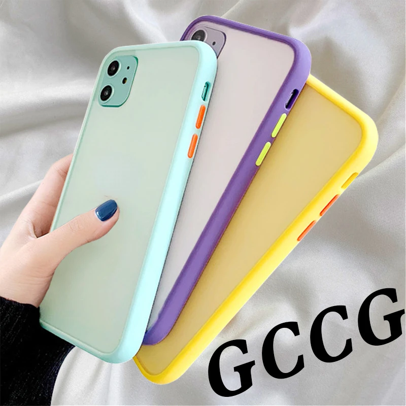 

Simple Matte Bumper Phone Case for iphone 11 Pro XR X XS Max 12 13 6 8 7 Plus Shockproof Soft TPU Silicone Clear Case Cover