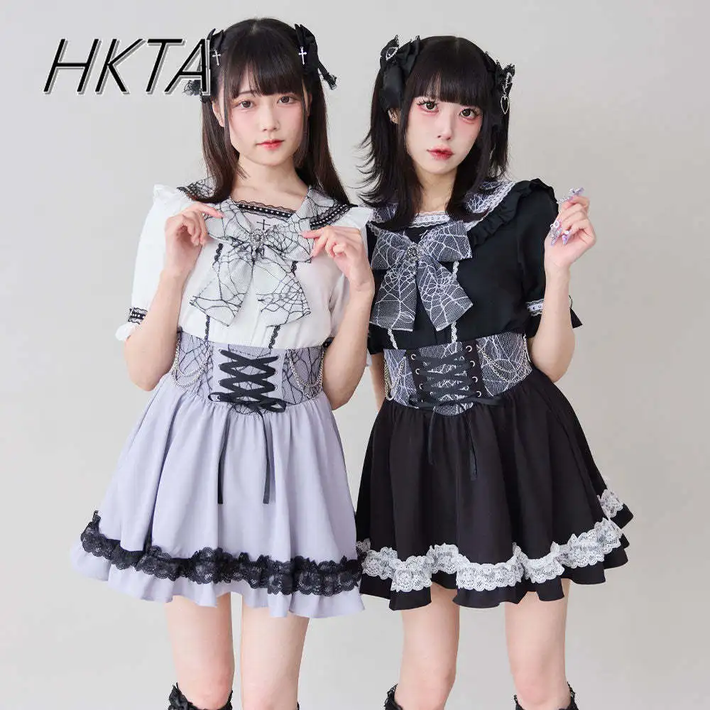 Рубашка в японском стиле лолита с воротником Морской воротник и большим бантом