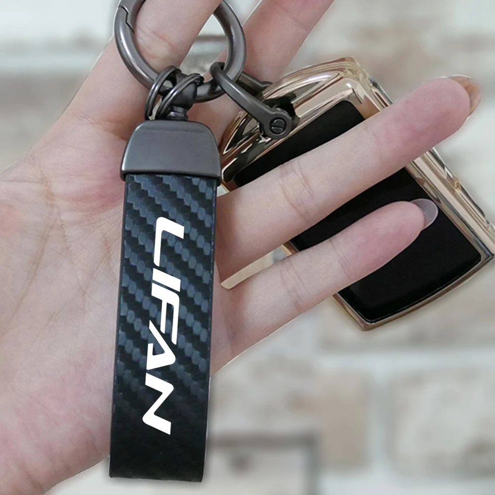

Carbon fiber Keychain Car Logo Key Ring Car Styling for LIFAN Car Key Ring Holder Jewelry Square Pattern Buckle