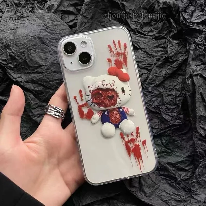 Чехол Hello Kitty для телефона IPhone 11 12 13 Pro XS Max XR X 7 8Plus темный мультяшный аниме