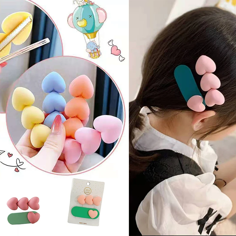

Children Cartoon Heart Candy Color Hair Clips Hairpins Korean Small Cute Barrettes Kawaii for Women Girls Kids Hair Accessories