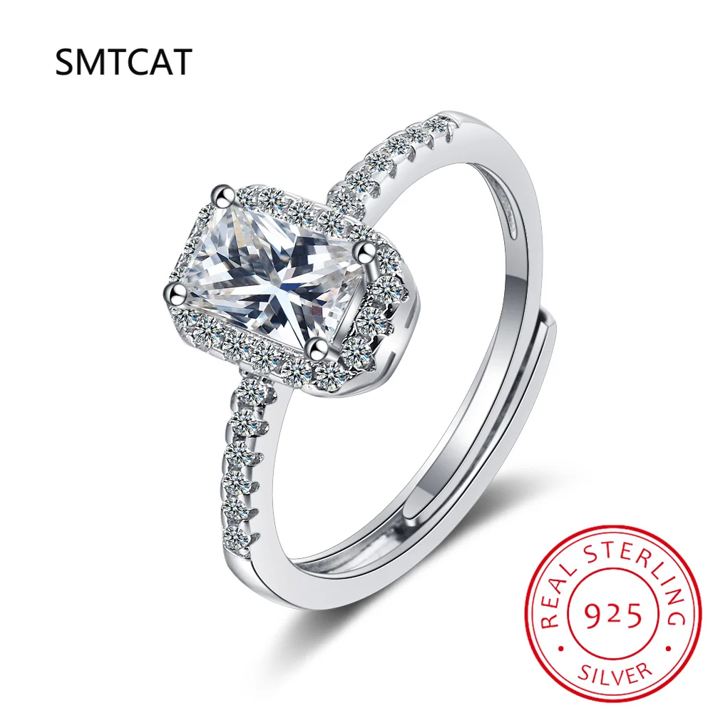 Кольцо с 4 карата изумруда и муассанитом стерлинговое серебро 925 пробы белое